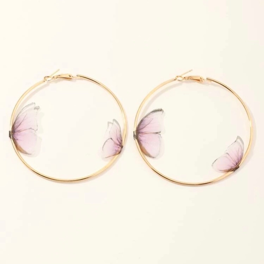 Butterfly Hoop Earrings - Picture 3 of 5